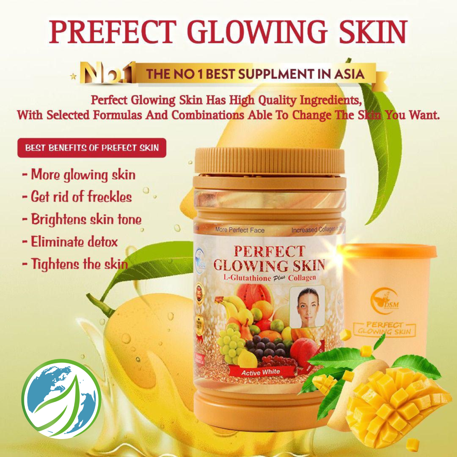 DSM - Phyto Collagène Perfect Glowing Skin - Poudre Alimentaire Glutathion, Peptide 600gr DSM - Phyto Collagène Perfect Glowing Skin - Poudre Alimentaire Glutathion, Peptide 600gr
