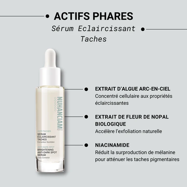 Actifs-SerumEclaircissantTaches Nuhanciam – SÉRUM ÉCLAIRCISSANT TACHES – 30ml