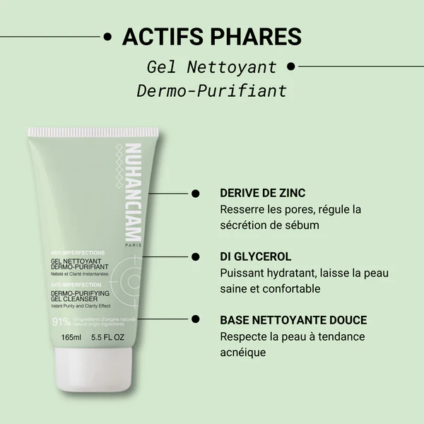 Gelnettoyant Nuhanciam – GEL NETTOYANT DERMO-PURIFIANT ANTI-IMPERFECTIONS –165ml