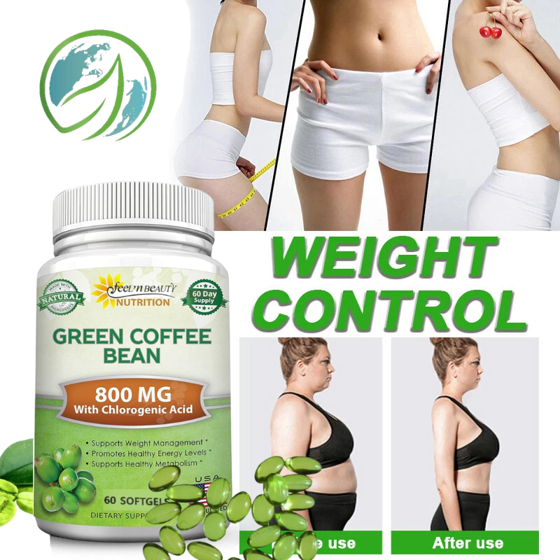 -Extrait de café vert à 50 % d'acides chlorogéniques 800MG - GREEN COFFEE BEAN - pour le métabolisme, antioxydant naturel et perte de poids, à base de plantes - 60 capsules molles végétaliennes -Extrait de café vert à 50 % d'acides chlorogéniques 800MG - GREEN COFFEE BEAN - pour le métabolisme, antioxydant naturel et perte de poids, à base de plantes - 60 capsules molles végétaliennes