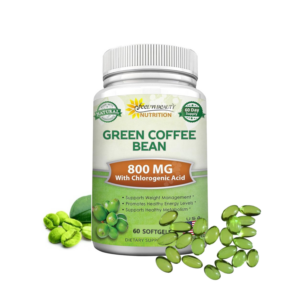 Extrait de café vert à 50 % d'acides chlorogéniques 800MG - GREEN COFFEE BEAN - pour le métabolisme, antioxydant naturel et perte de poids, à base de plantes - 60 capsules molles végétaliennes